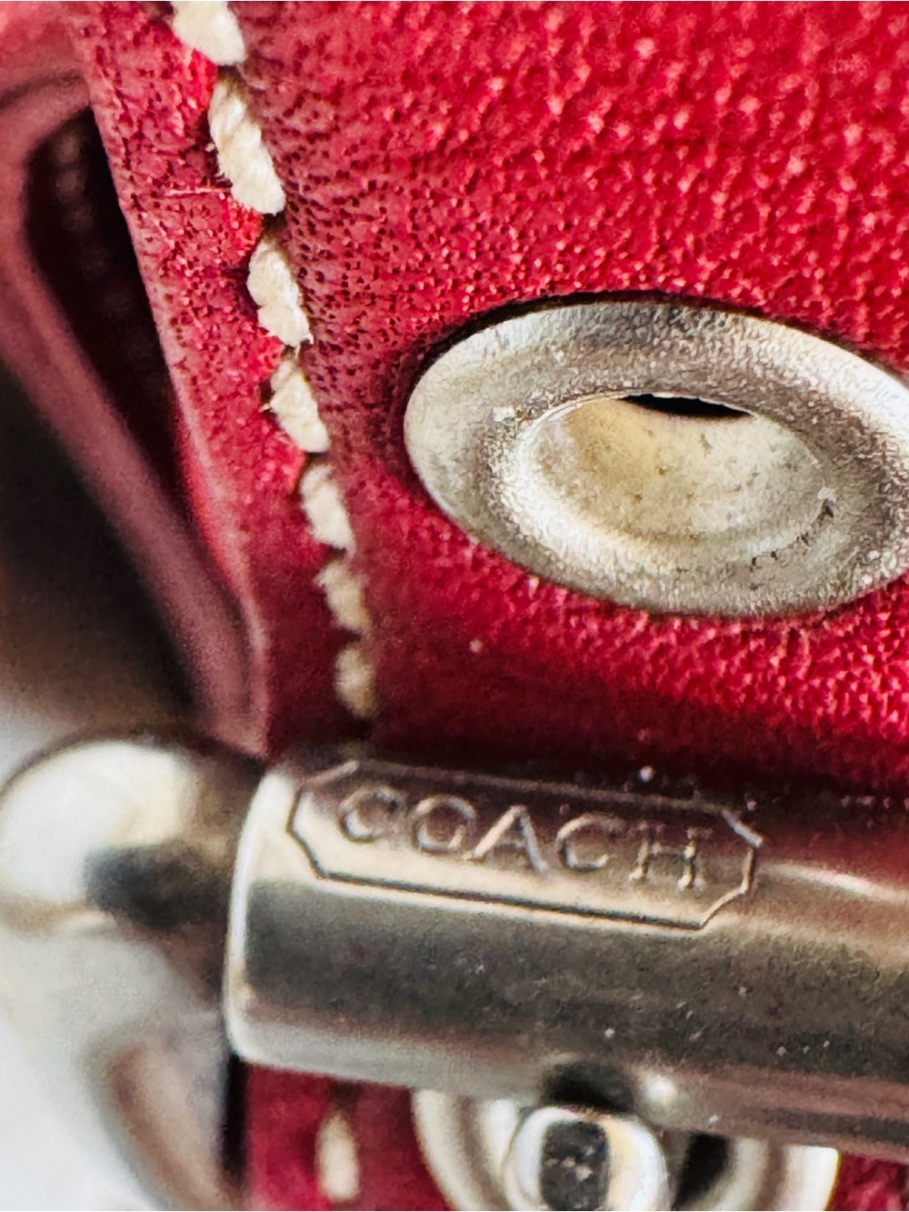 ♥️ Vintage Coach Soho Flap Shoulder Bag 4280 Red Glove Tanned Leather Y2K 2004 - Picture 6 of 12